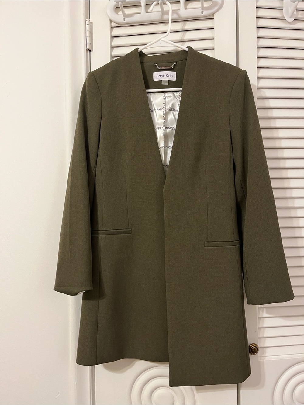 Calvin Klein Olive Green Women's Long Blazer